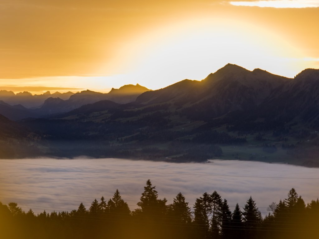 Blick vom Brüggelekopf mit Winterstaude und Mittelbregenzerwald